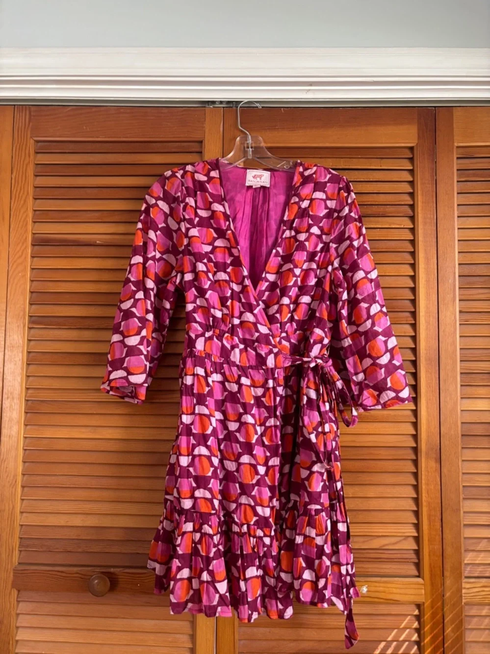 Banjanan Gwen Curlew Curve Lilac Sachet Wrap Mini Dress Size L‎
